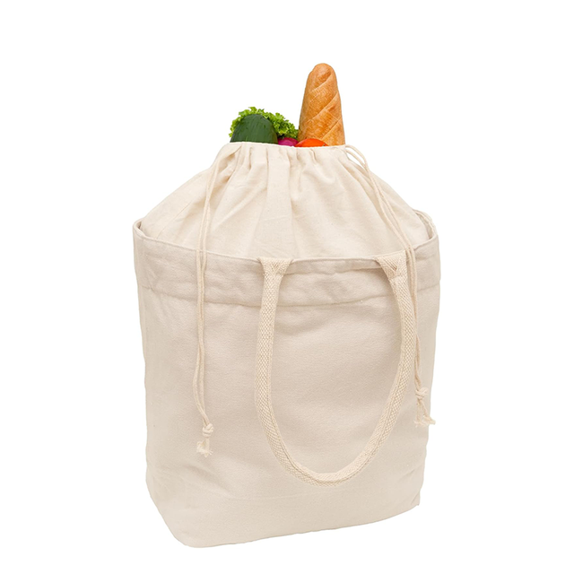 조임끈 여밈의 라지 오가닉 코튼 토트백