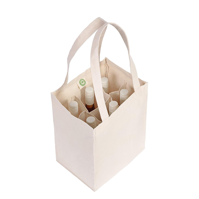 حقيبة حمل من قماش القطن العضوي بستة زجاجات