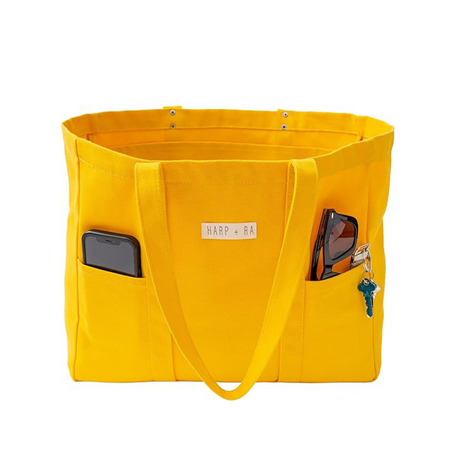 Tote extra grande de lona con bolsillos