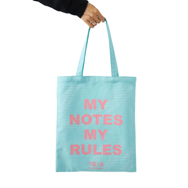 Bolso tote de lona a lunares llamativo rosa azul claro