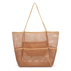 Bolso grande de playa de malla con fondo impermeable 